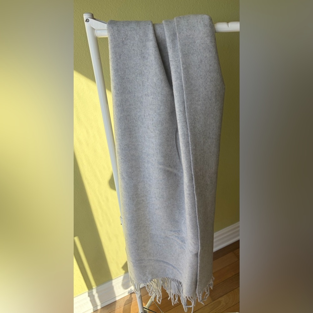 Everlane Gray Thick Scarf with Fringe
